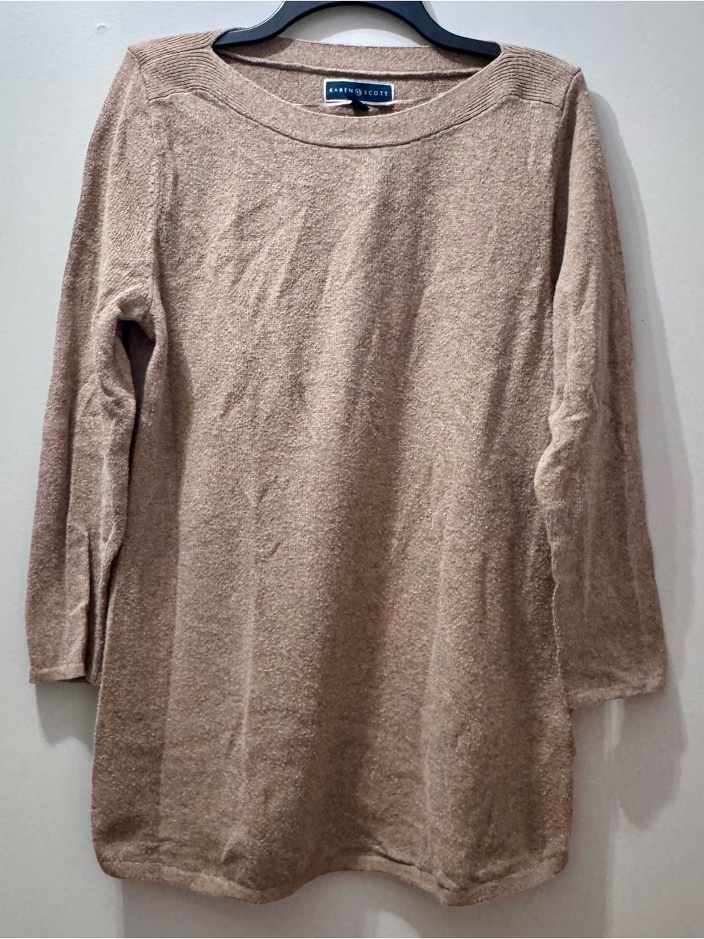 Karen Scott Tan Long Sleeve Tunic Sweater, Size XL
